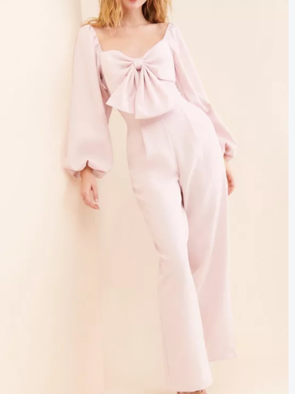 SISTER JANE Theatre Bow jumpsuit in rose quartz